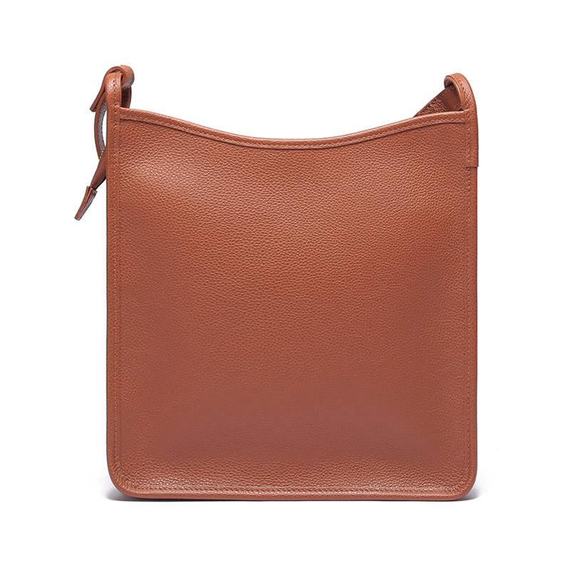 Longchamp Le Foulonné 27 Solid Color Zipper Adjustable Shoulder Strap Leather Crossbody Shoulder Bag Large Women Bags Light-Red-Brown 10140021121