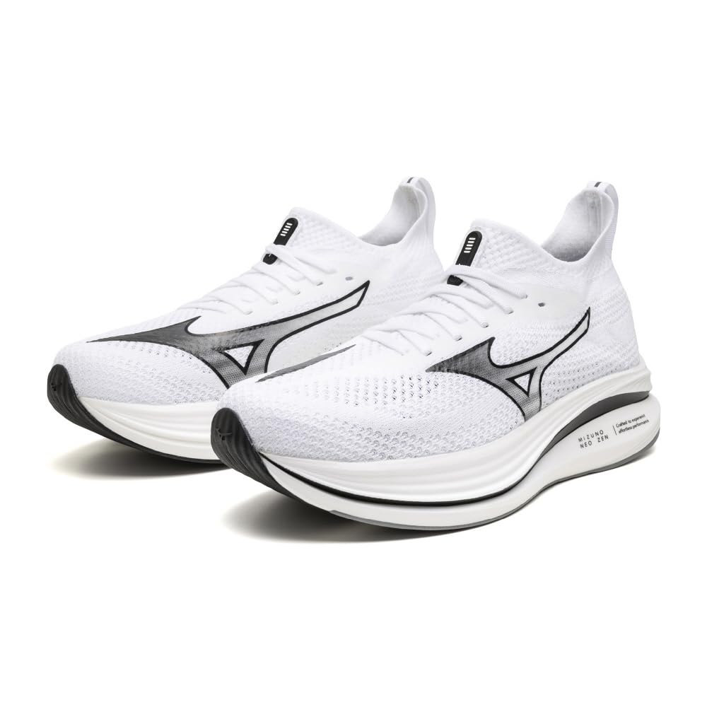 Mizuno Running Shoes NEO ZEN Jogging Marathon Training Sports Lightweight Resilient Thick Sole White x Black cm 2E 24.0