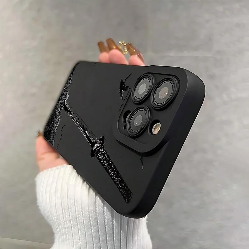 For iPhone 17 16 15 14 13 12 11 Pro Max Case The Sword Creative Pattern Protective Cover For iPhone XS Max XR 7 8 Plus 16e Funda