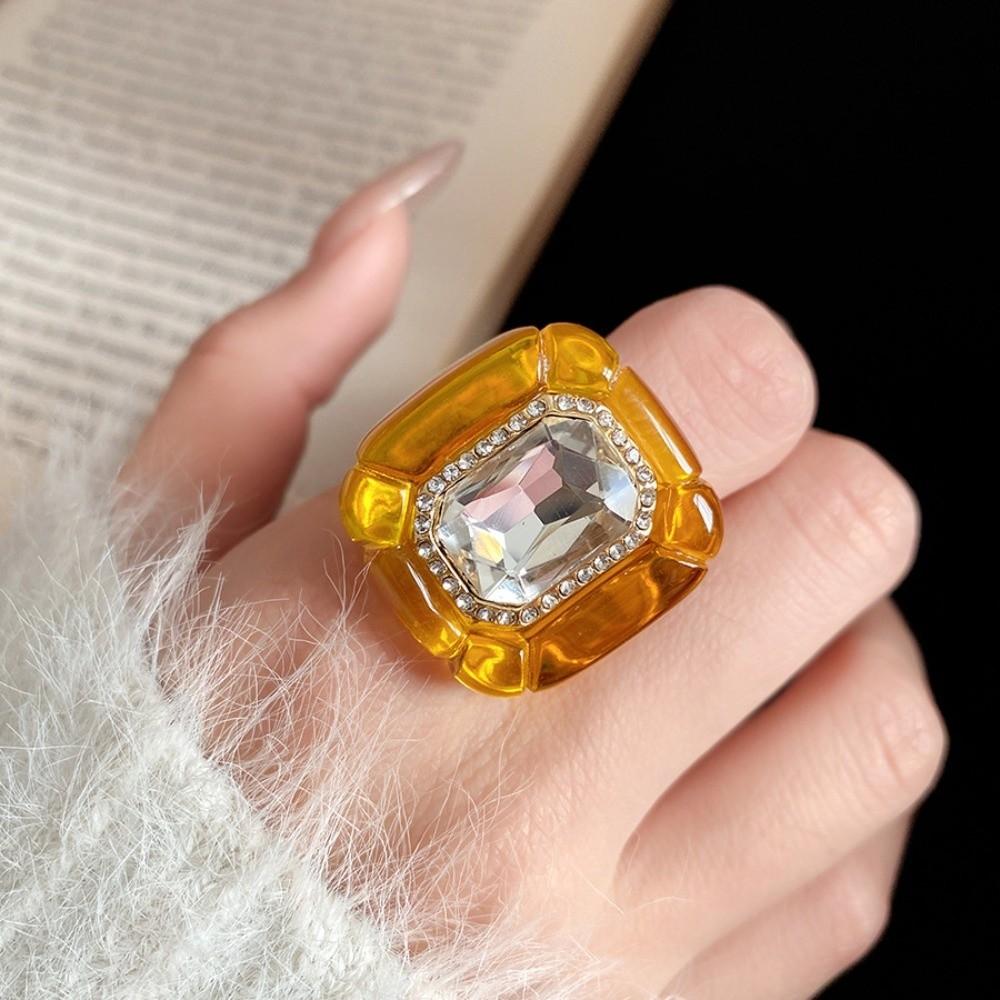 Candy Color Geometric Ring Y2K Classic Big Dome Plain Ring Acrylic Resin Ring Travel