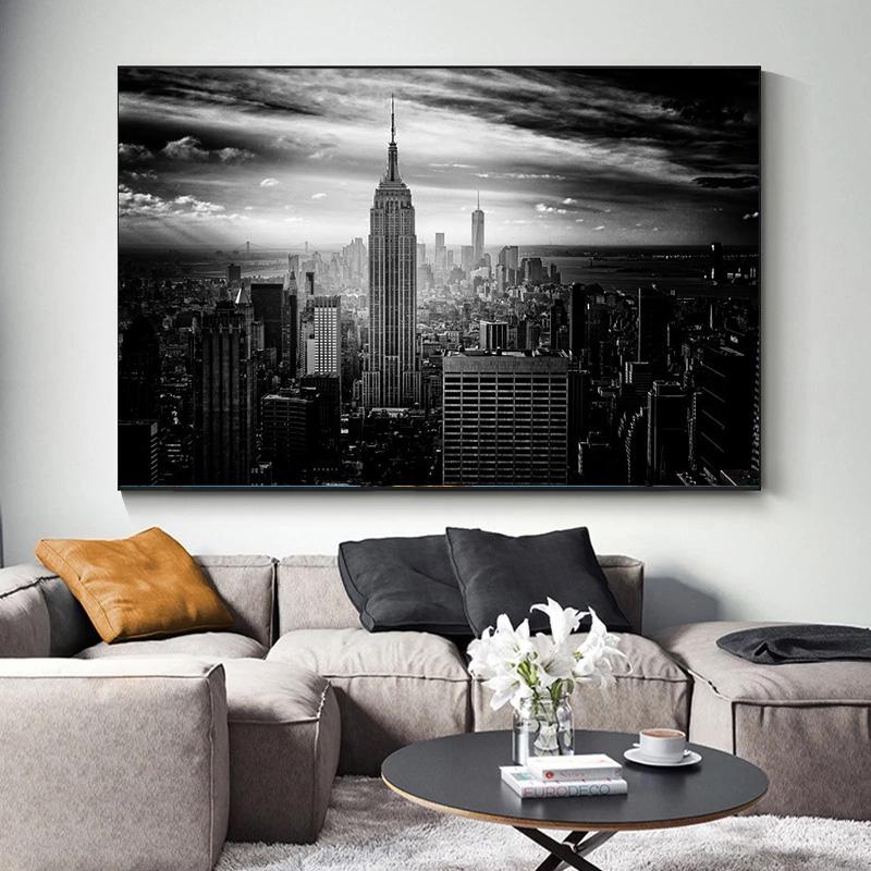 New York City Manhattan Posters Night Views Decorative Painting Wall Art Pictures Living Room Building Canvas Prints Home Decor