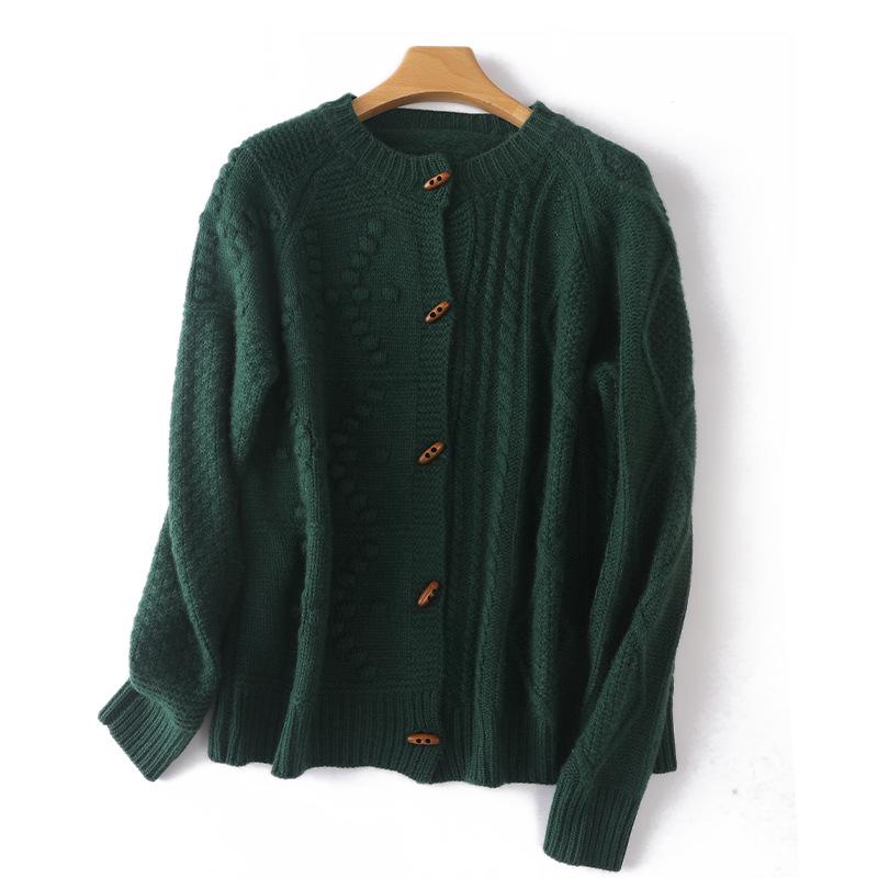 Women's Retro Cable Knit Cardigan Coat - 2023 Loose Spring & Autumn Sweater Style