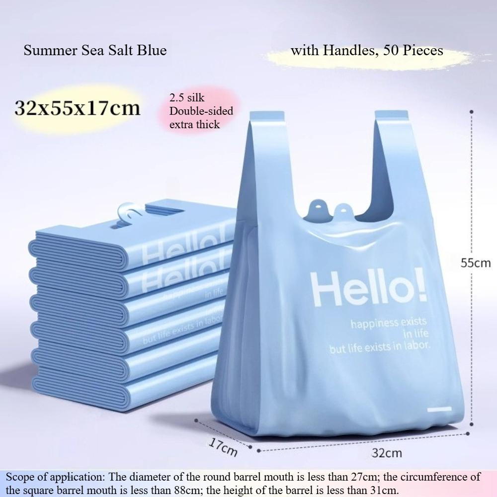 Disposable Extra-Thick Vest-Style Garbage Bags, Large Household Plastic Trash Bags with Handles for Kitchen/Bathroom/Bedroom, Heavy-Duty RQSL-BH-3962