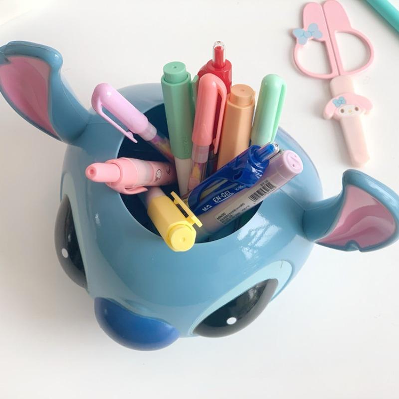 Disney Stitch Pen Holder Kawaii Animation Character Design Cute Student Storage Box Office School Supplies Desktop Decorative Decoration