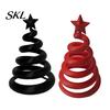 Lightweight Hollow Desktop Figurines 3D Printed Spiral Twisted Christmas Tree Figurine with Star Top, Mini Small Winter Atmosphere Ornament