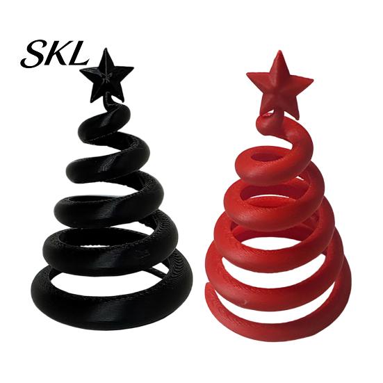 Lightweight Hollow Desktop Figurines 3D Printed Spiral Twisted Christmas Tree Figurine with Star Top, Mini Small Winter Atmosphere Ornament