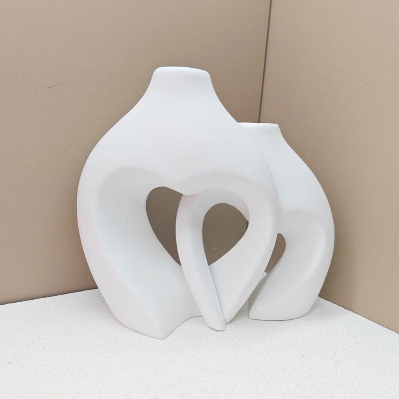 Silicone Vase Molds Flower Bottle Mold Hollow Heart Shape Unique Flowerpot Mold Silicone Texture Suitable for Craft Vase