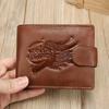 Men Front Pocket Wallet Large Capacity Bi-fold Wallet with Zipper Pocket Embossed Animal Card Holder Folding Cash Coin