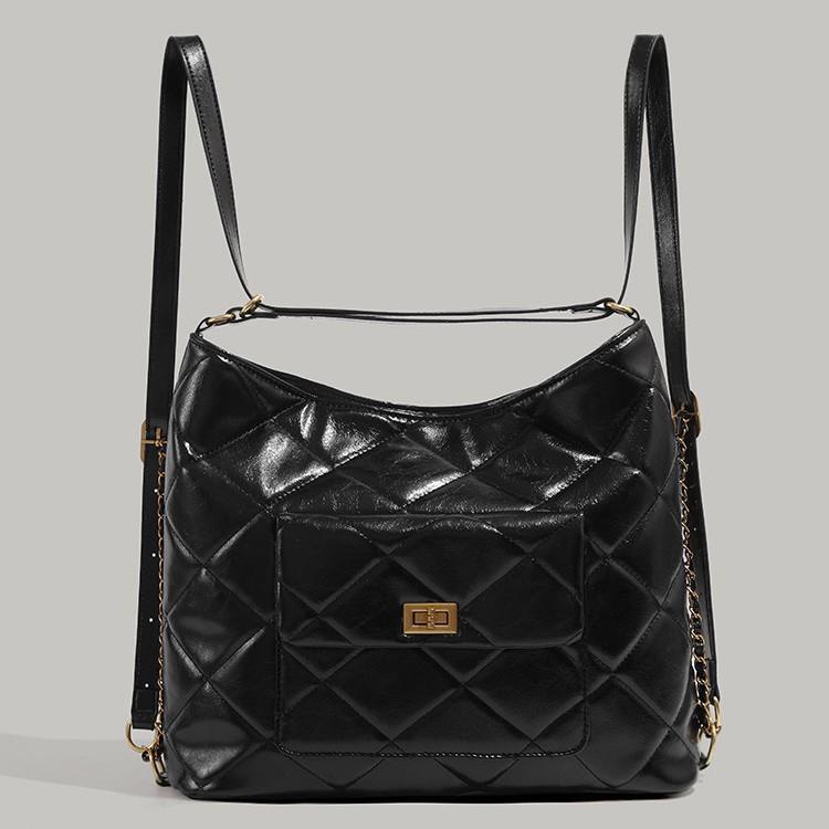 

Xiaoxiangfeng rhombus chain large-capacity bag women s 2025 new autumn and winter fashion backpack high-end shoulder bag чёрный