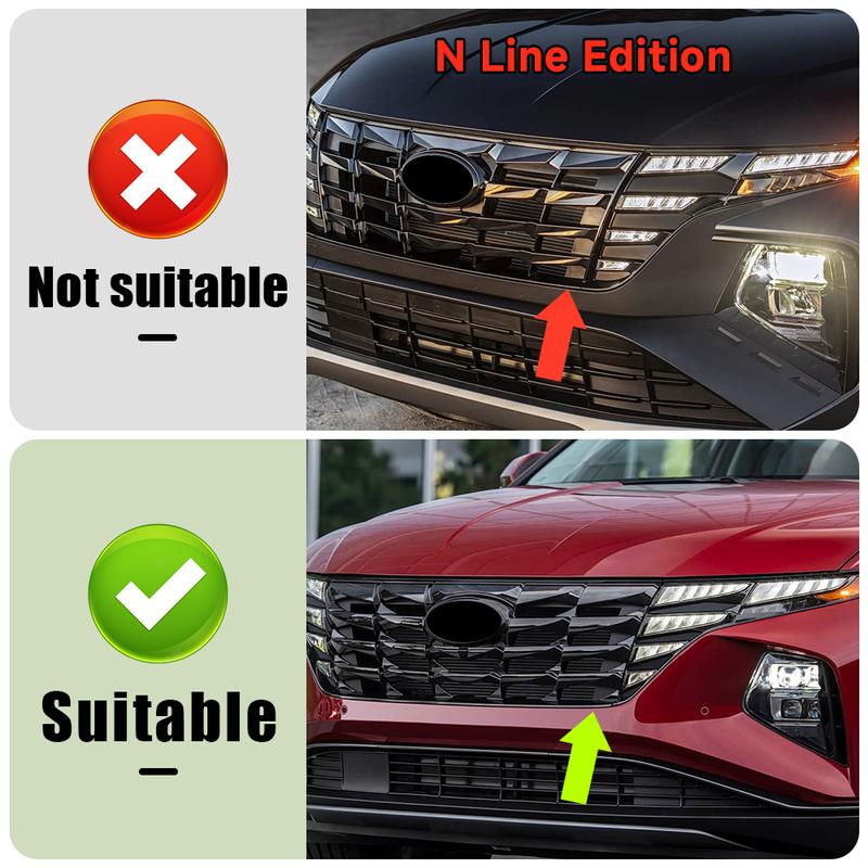 For Hyundai Tucson NX4 ABS Car Front Grille Trim Sport Strip Cover 3pcs 3D Sticker Accessories