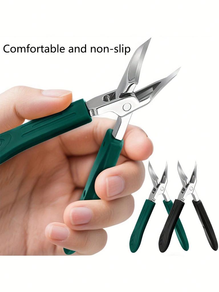 25° Angled Blade Ingrown Nail Clipper, Stainless Steel Thick Nail Trimmer with Soft Grip Handle, Splash Proof for Seniors