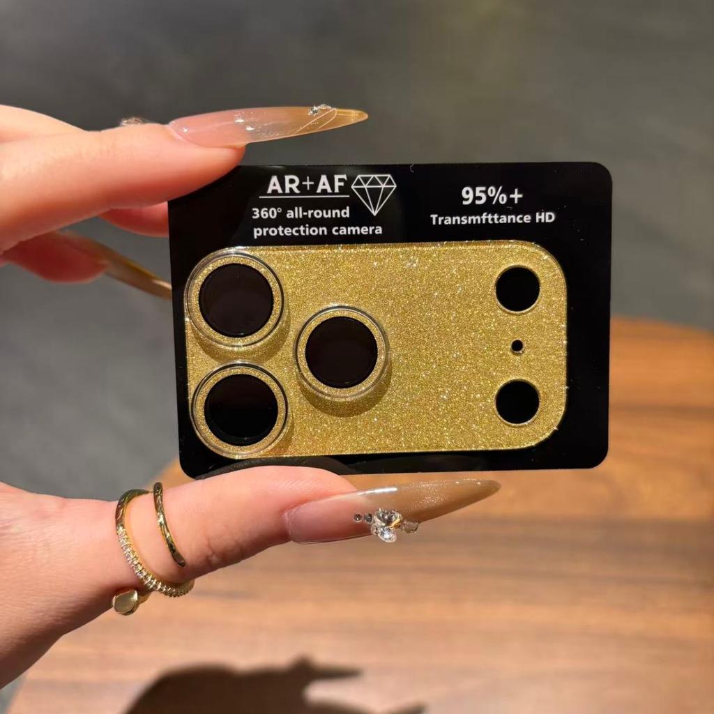 Glitter Rainbow Laser Aurora Lens Glass 9H Film On For iPhone 17 16 15 14 Pro Max Plus HD Camera Anti-scratch Protect Cap Cover