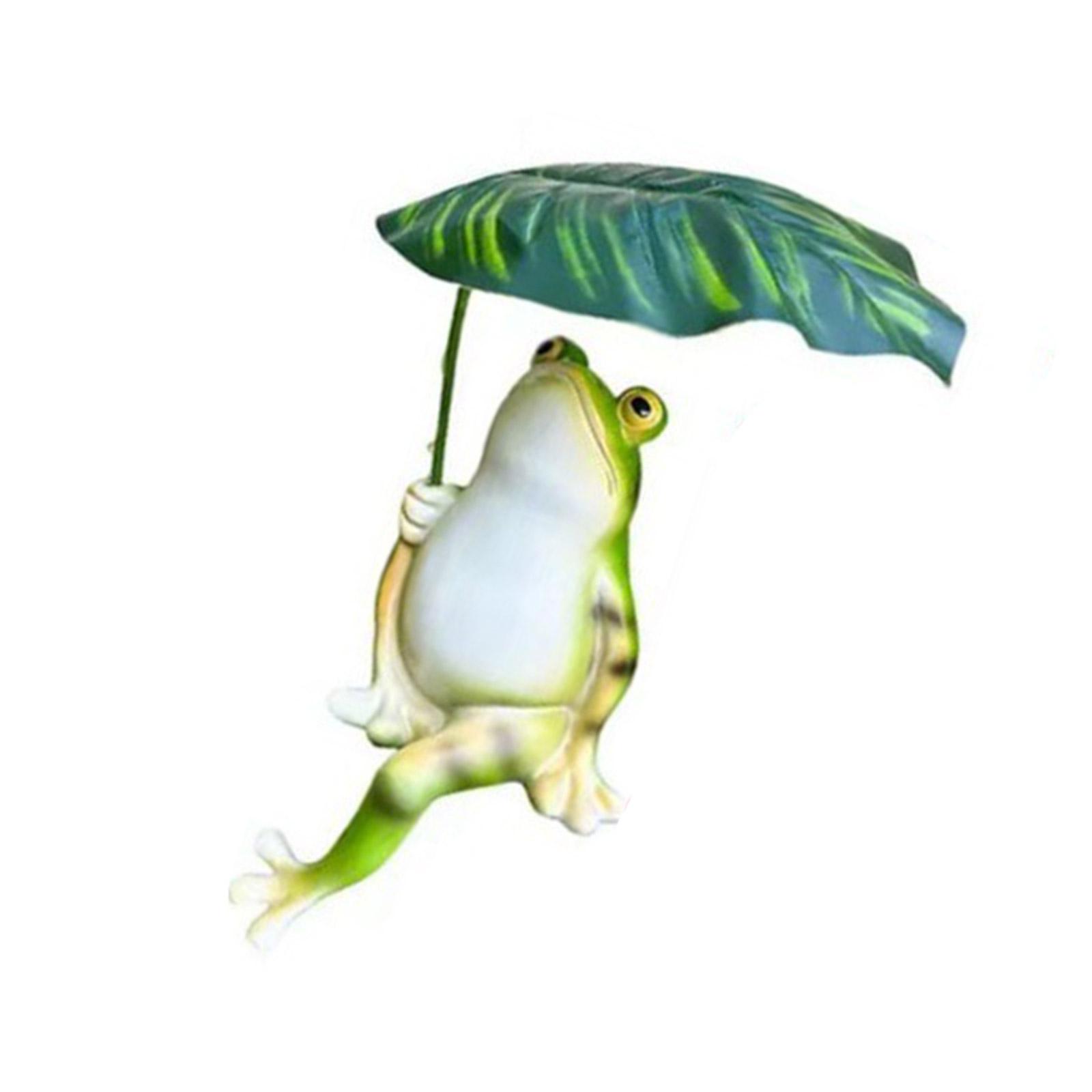 

Смолы Лягушки Скульптура Милые Лягушки Держащие Лист Фигурка для Садового Пруда Аквариума Домашнего Украшения Стола Подарок Орнамент