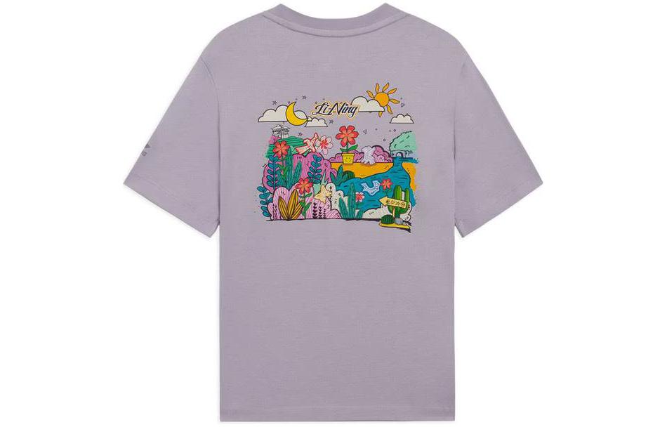 Li Ning Sports Life Collection Regular T Shirt Women s Purple AHSS316-2 XXL