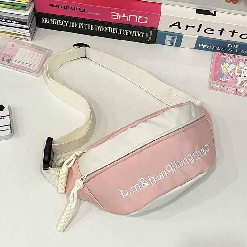 New Fashion Brand Ins High Value Fashion Personality Contrasting Chest Bag Waist Bag Letter Embroidered Crossbody Single Shoulder Mobile Phone Bag