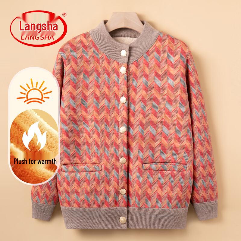 LangSha Women s Velvet-Lined Winter Cardigan XL