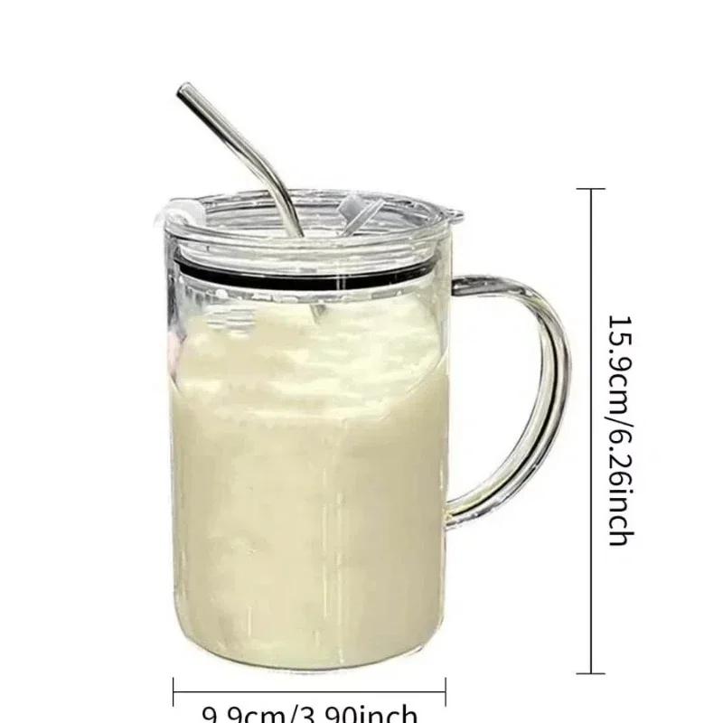 1L Drinking Glass Tumbler With Lid And Straw Glass Coffee Cup Transparent Cup Juice Mocha Cups Glass Mug Milk Juice Cup