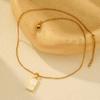 Minimalist Square Shell Pendant Necklace for Women, Copper 14K Gold Plated Geometric Pendant, Elegant Aesthetic Jewelry Gift