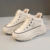Fashion Women's Leather High Top Casual Shoes, Women's 2024 Autumn and Winter New Fashionable Breathable Thick Soled Retro Sports Shoes