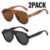 2PACK New Fashion Men Women Sunglasses Large Frame Retro Glasses Uv Protection for Outdoor Travel Eyewear Mountaineering Glasses