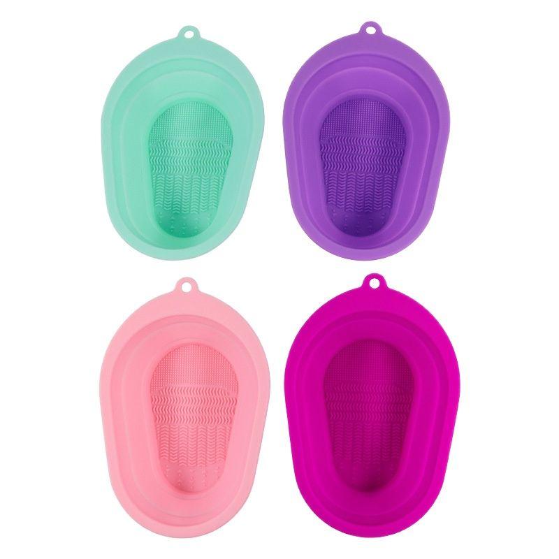 Silicone Makeup Brush Cleaning Tool Pad Cosmetic Beauty Egg Scrubbing Plate Foldable Make Up Clean Bowl Rubber Soft Washing Box