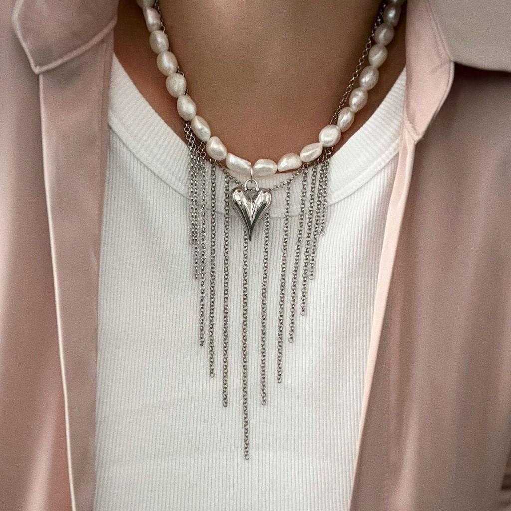 Unique Heart Shape Chain Necklace For Women With Zinc Alloy Material And Fall Trend