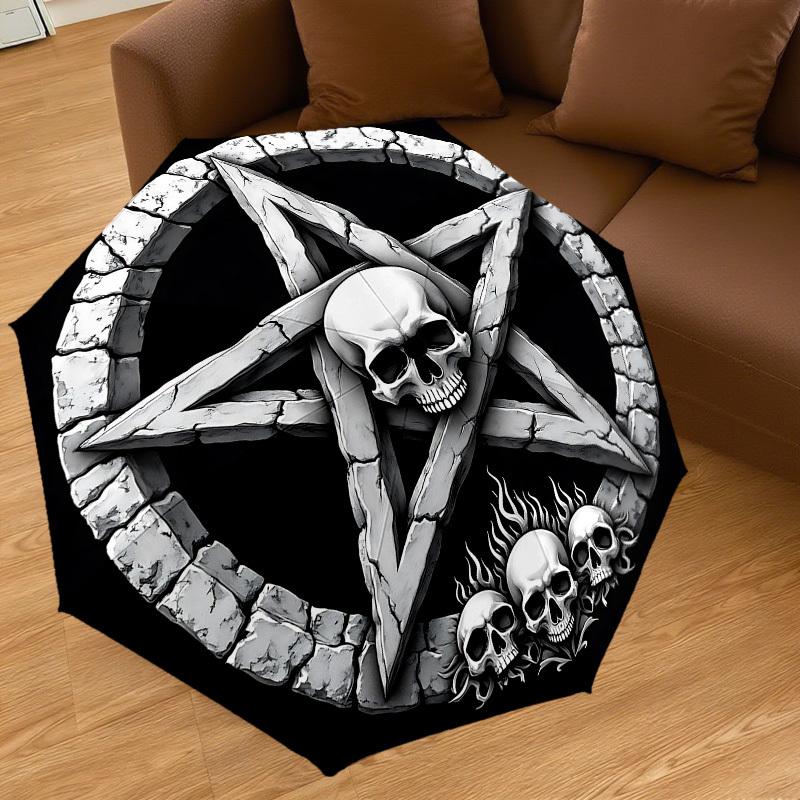 1PC Skull Star Umbrella-8-Rib Reinforced, Automatic Open, Lightweight & Durable, Cute Fashion Accessory for Outdoor-F2659
