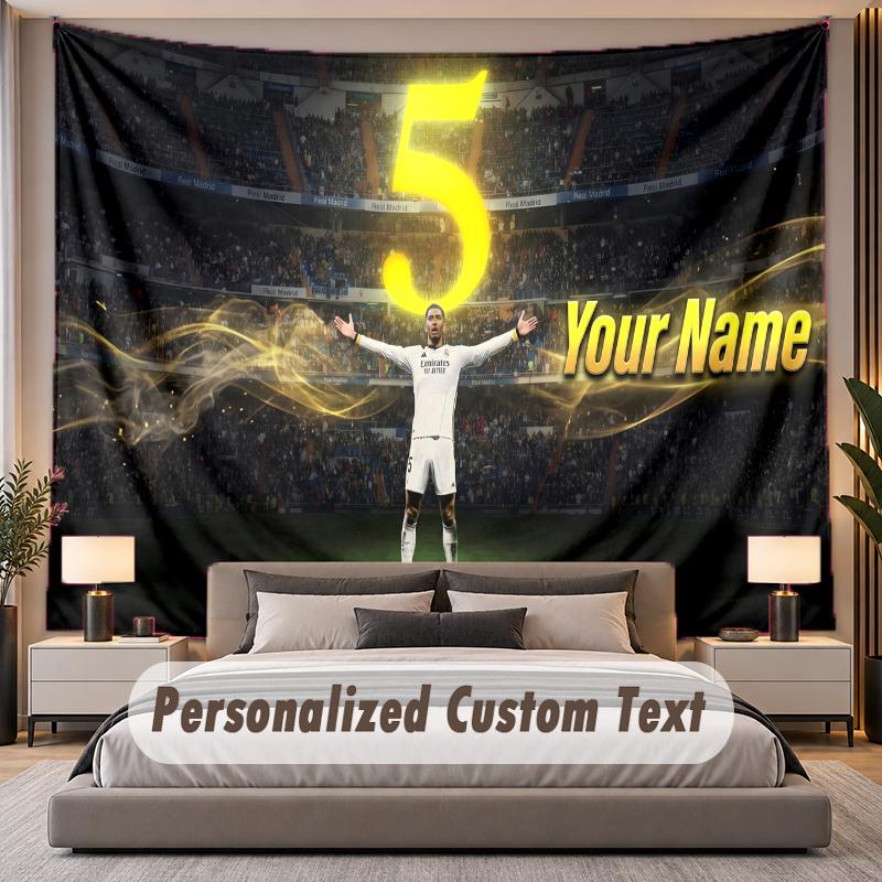 Custom Name Text Tapestry Jude Bellingham Personalized Polyester Wall Tapestry For Bedroom And Room