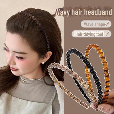 Fascia per capelli con effetto ondulato testurizzato 2024, coordinabile, per donna - Elegante accessorio per capelli alto per lavarsi il viso