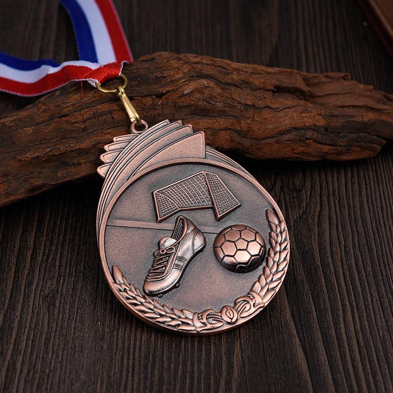 Football Trophies For Awards 3D Souvenir School Sports 360-Degree Rotatable Professional Blank Custom Gold Meta Medal Craft Gift
