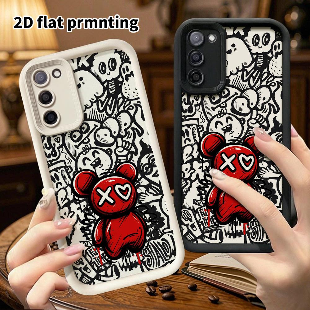 Phone Case: 2D Flat Samsung Galaxy A34 A35 M05 M06 S20 S22 S21 FE Plus 5G Protective Case, Trendy Playful Bear, Christmas and Halloween Gifts