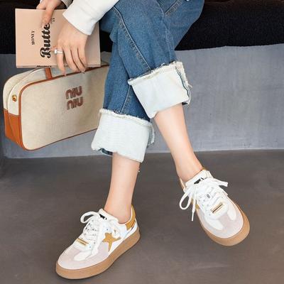 Neue lässige Schuhe mit weicher Sohle, höhenverstellbar, für Schüler, Sportschuhe, Board-Schuhe, Retro, dicke Sohle, Stern, weiße Schuhe, Damenschuhe