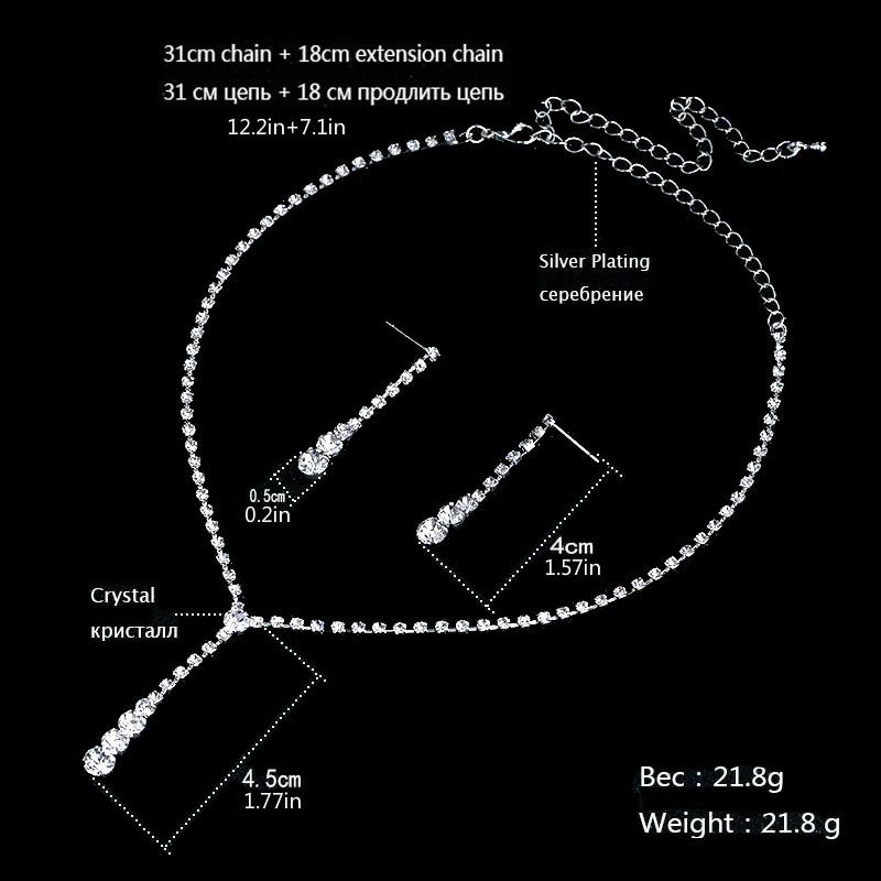 Modisches Schmuckset mit Tropfenkristallen und Strasssteinen, Halskette und Ohrringen, Schmuckset für Brautjungfern, Hochzeit, Kleidungszubehör