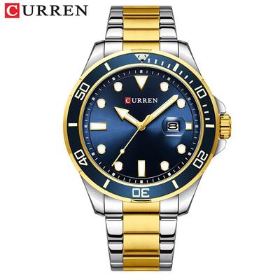 CURREN 8388 Herren Wasserdichte Quarz Business Uhr mit Stahlarmband und Kalenderfunktion