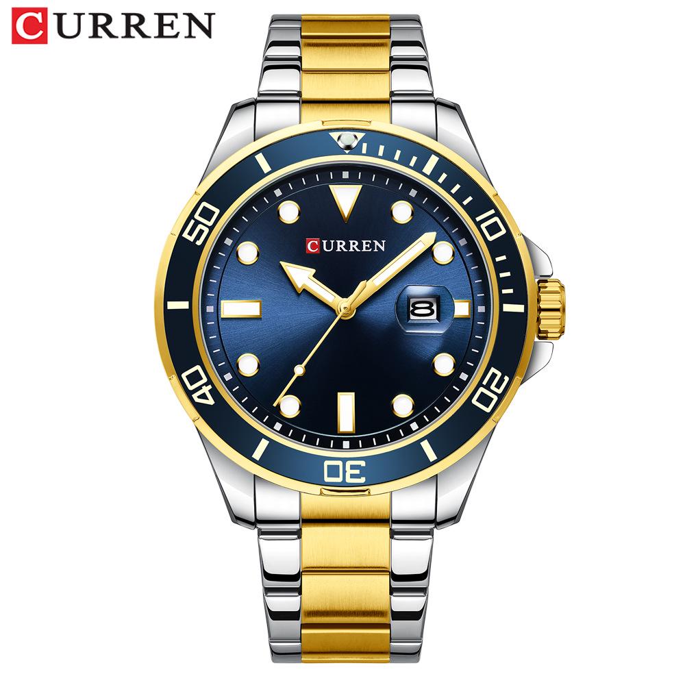 CURREN 8388 Men's Large Dial Calendar Waterproof Business Steel Band Watch
