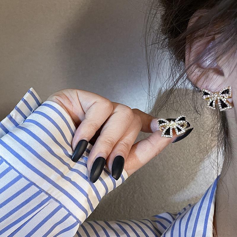 Shiny Rhinestone Bowknot Stud Earrings For Women Wedding Jewelry Party Accessries Fashion Earrings