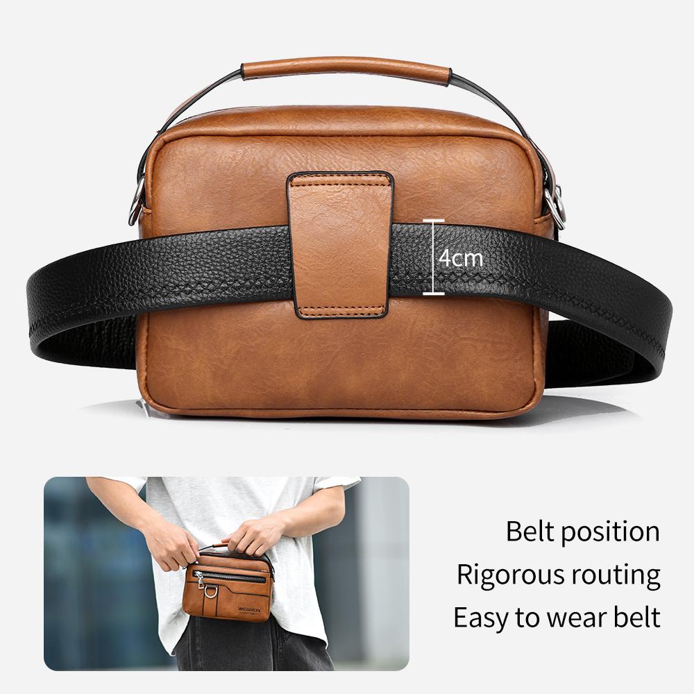 WEIXIER Męska Skórzana Torba Crossbody na Ramię Wodoodporna Torba Kurierska Aktówka Torba Podróżna do Pracy