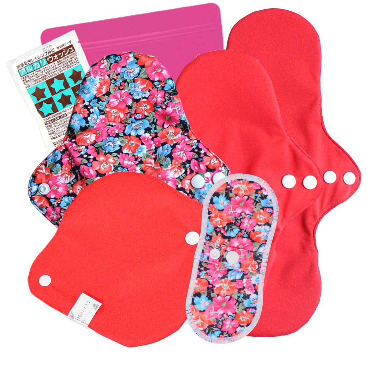 

День Повернення Грошей Легко прати тканинні серветки 3D вагінальні виділення денний та нічний набір органічна бавовна [30 Гарантія] 5 штук 100% [Червоний/Ромашка]