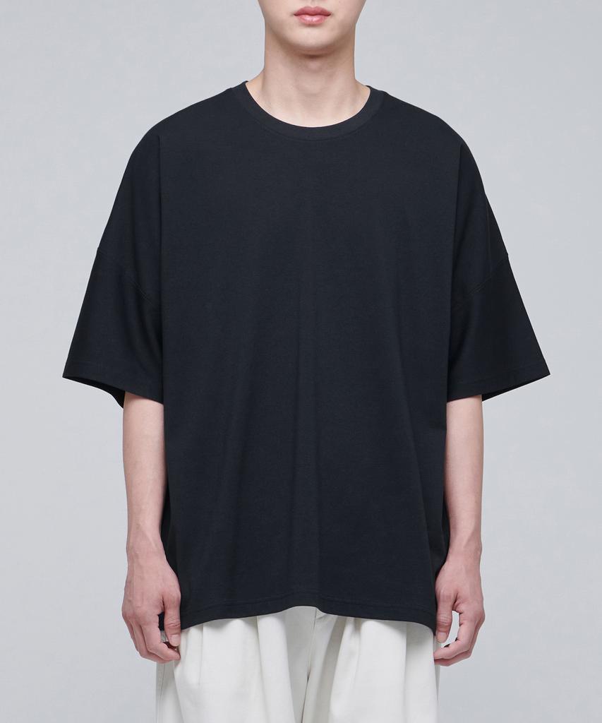 MUSINSA STANDARD Ponte Dolman Sleeve Oversized T-Shirt [Black]