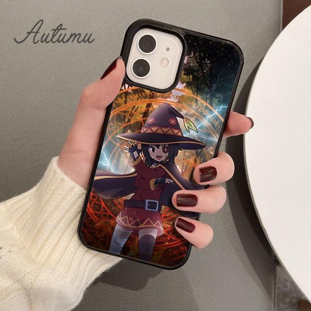 Anime megumin konosuba Etui na telefon dla iPhone 11 12 13 14 Pro Max mini X XR XS SE 2020 5 6S 7 8 Plus Samsung Galaxy S21 S22 Pokrowiec