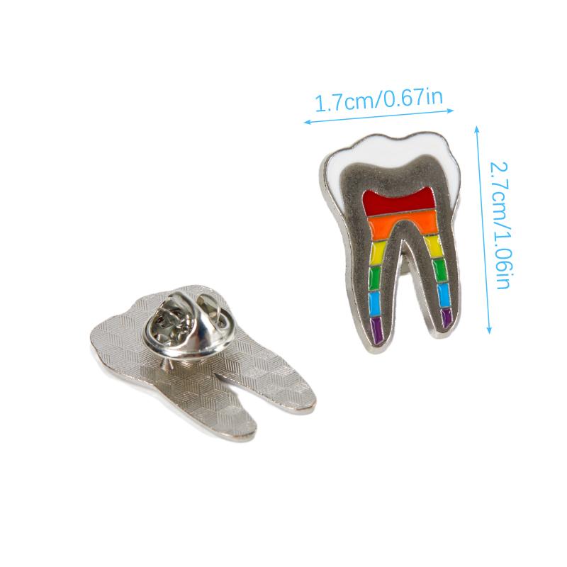 Dental Gift Badge Metal Tooth Type Shape Molar Brooch Badge Pin Adornment