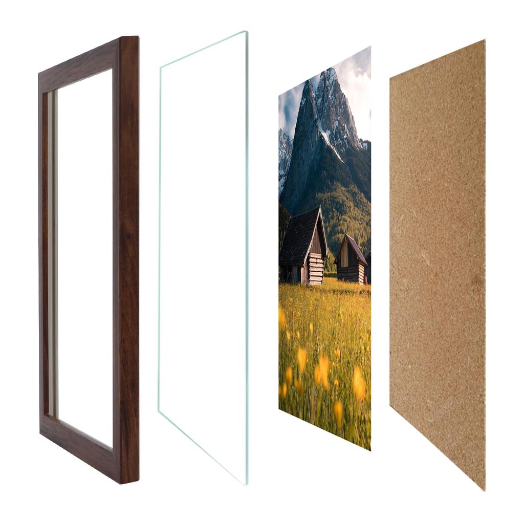 Giftgarden Picture Frames, Postcard/2L/6-Cut Photo Frames, Certificate Frames, Wall Mountable, with Stand, Set of 10, Brown