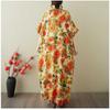 Women's Vintage Long Dress with Cotton and Linen Patterns