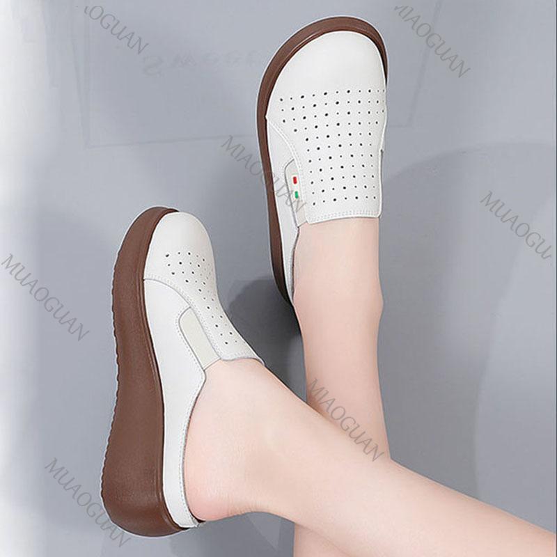 Fashion Spring Summer Outer Wear Baotou Half Slippers for Women Thick Bottom Ladies  Breathable Casual Mules Slides Casual Women's Shoes