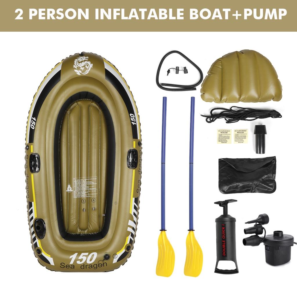 220V 2/3 Person Rowing Boats Summer Pool Water Sports Inflatable Boats PVC Water Floating Fishing River Boat Paddles Canoe Air Pump