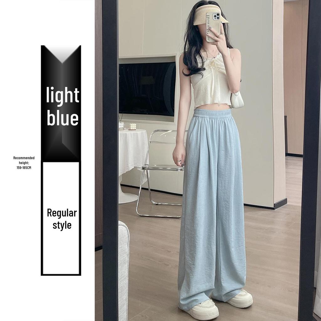 Women's Spring 2026 High-Waisted Wide-Leg Milk White Casual Pants, Petite Flattering Korean Style by Yamamoto