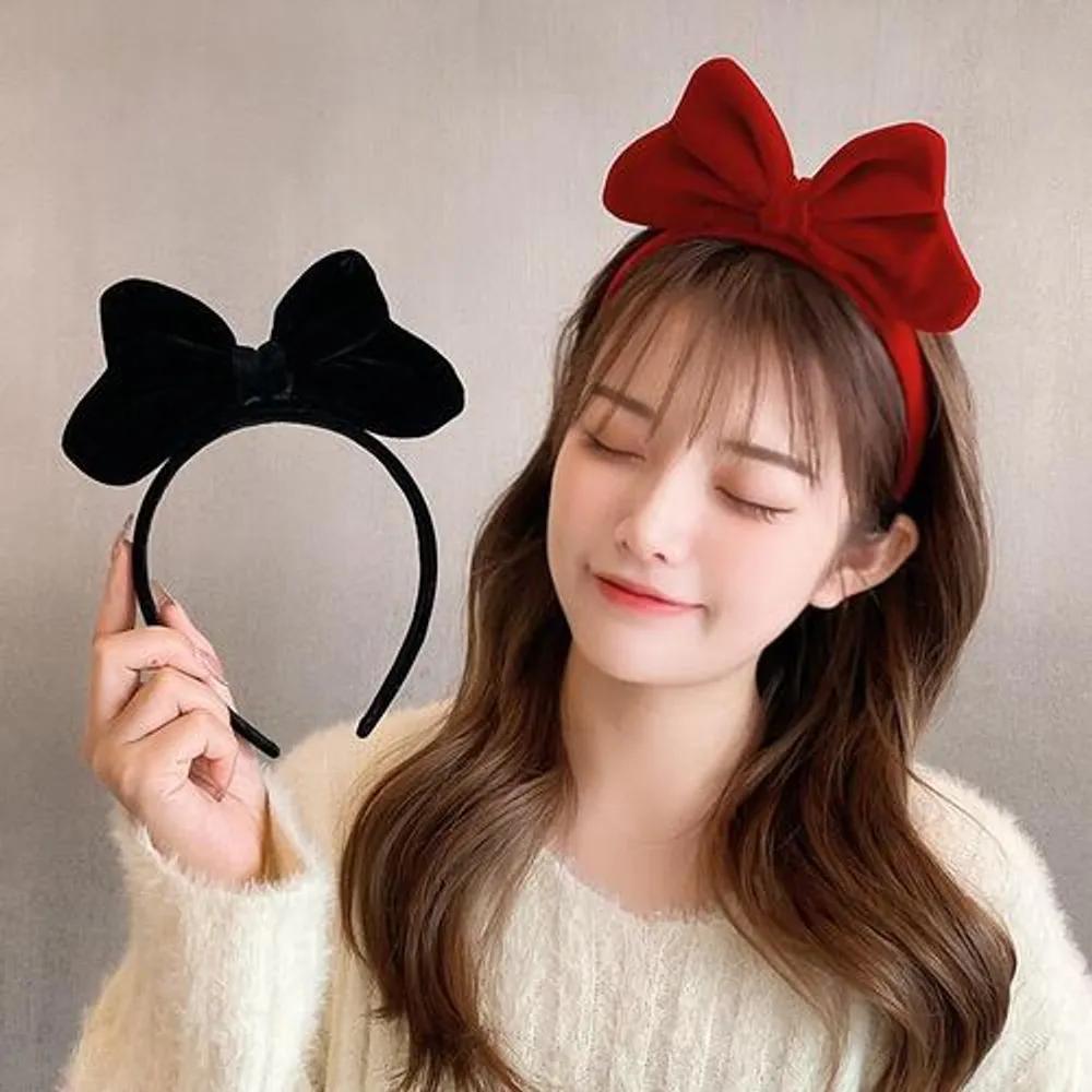 Velvet ribbon headband Snow White girl headband red black