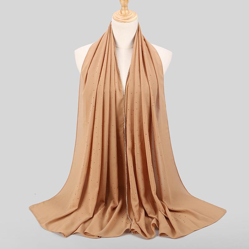 Diamond Chain Chiffon Hijab Scarf Veil Long Shawl Head Scarf Headwraps Hoofddoek Islamic Turban Shawl For Women Muslim Hijabs