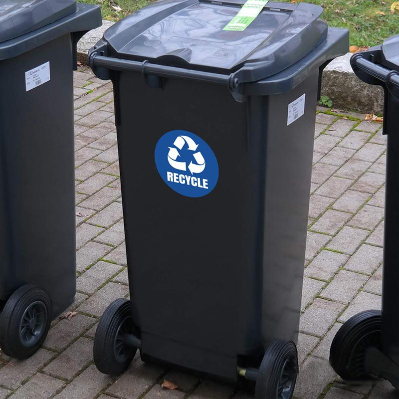 6Pcs Diameter 5Inch Pvc Recycle Trash Bin Sticker Vinyl Stickers Decals For Label Bins, Containers, Garbage Cans Home Decor