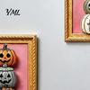 Metal Cabinet Ornaments Halloween Pumpkin Frame Refrigerator Magnet, Vintage Ghost Fridge Waterproof Magnets Whiteboard Decorative Magnet for Holiday